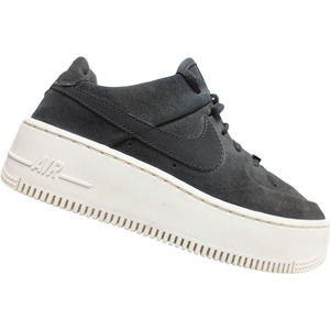 NIKE Women Air Force 1 One Grey 6US Suede Sage Low Platform Chunky Sneakers